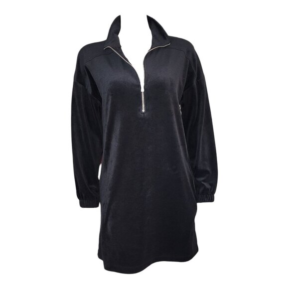 Cable & Gauge Dress Womens Size M Medium Black Velour Collared Minimalist Cozy - Picture 2 of 8